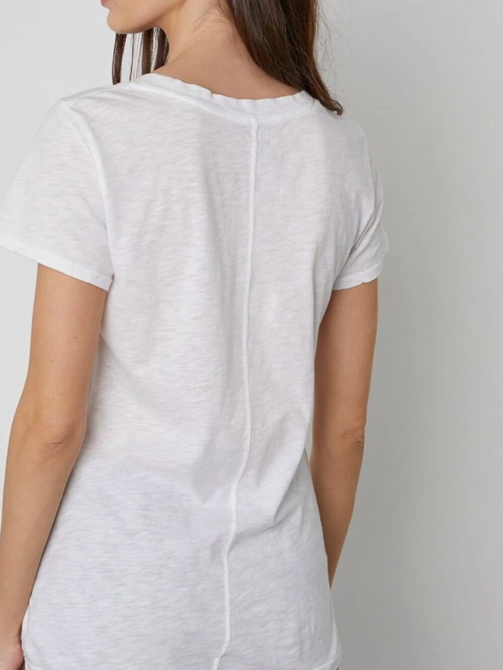 Velvet by Graham & Spencer Lilith Cotton Slub V-Neck Tee | White - Picture 10 of 11